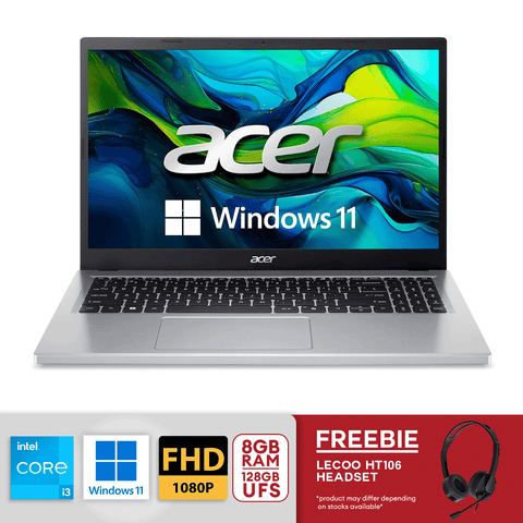 Acer Aspire Go 15 15.6" FHD Slim Laptop i3-N305 8GB /128GB UFS Win11 Pure Silver AG15-31P-3947