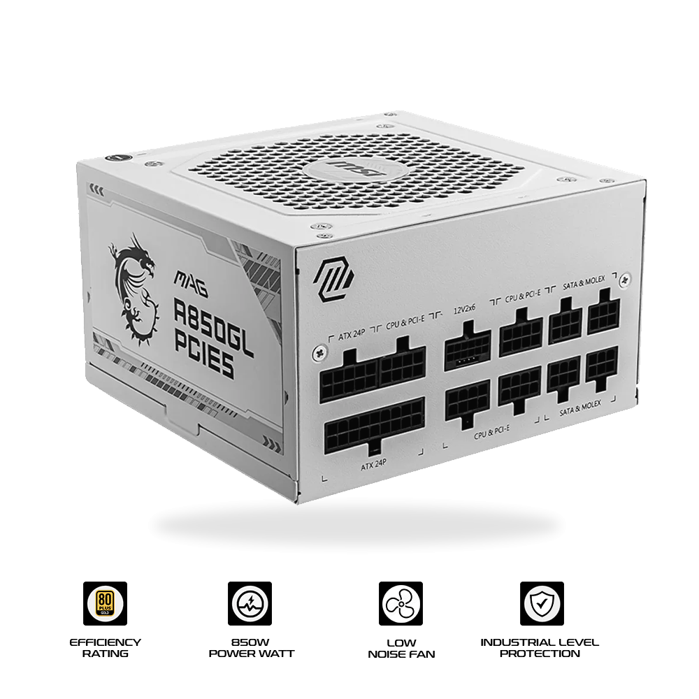 MSI PSU 850W MAG A850GL PCIE5 80+ Gold Full Modular PSU