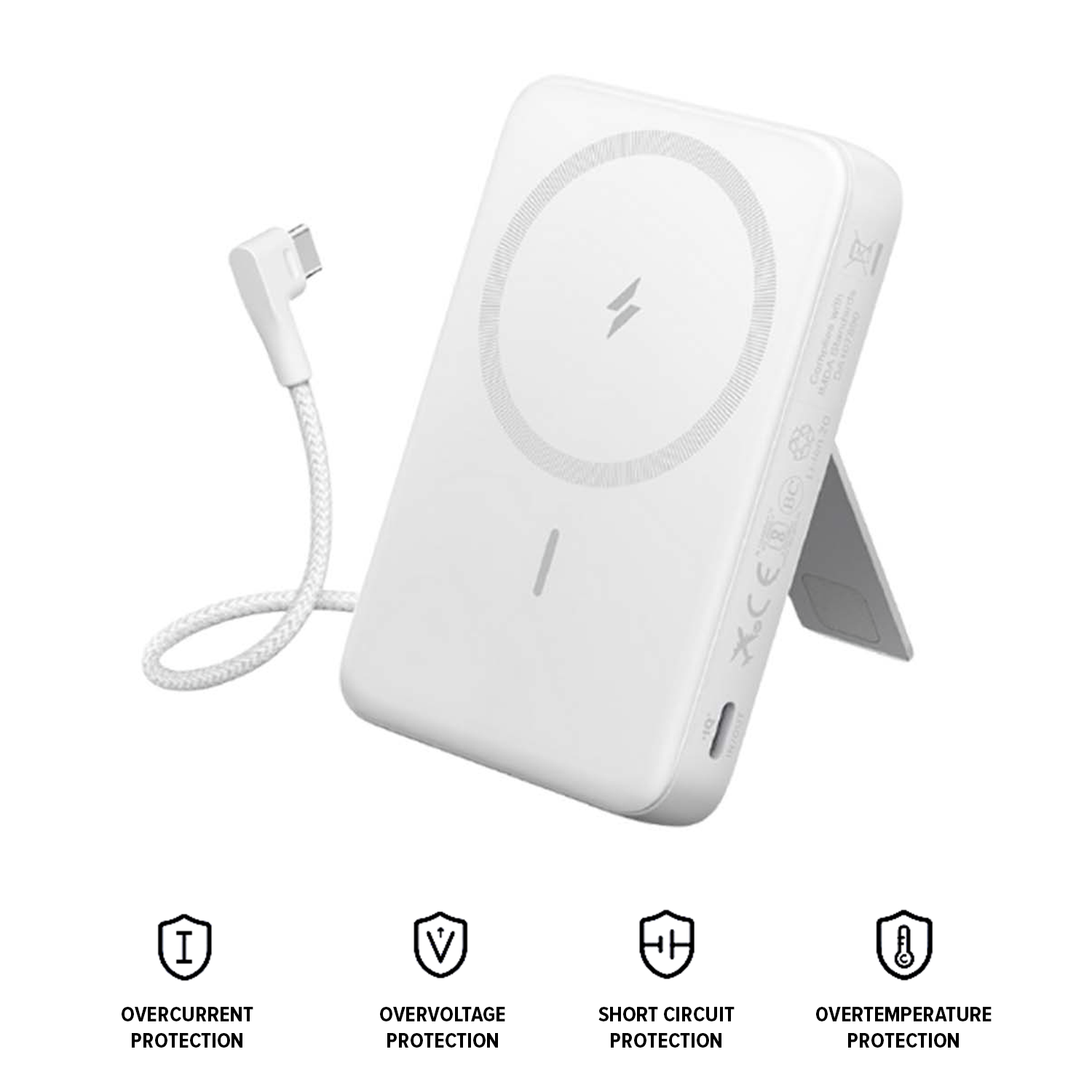 Anker by Zolo Power Bank 30W Wireless Magnetic 10,000mAh Portable Power with Build in Cable