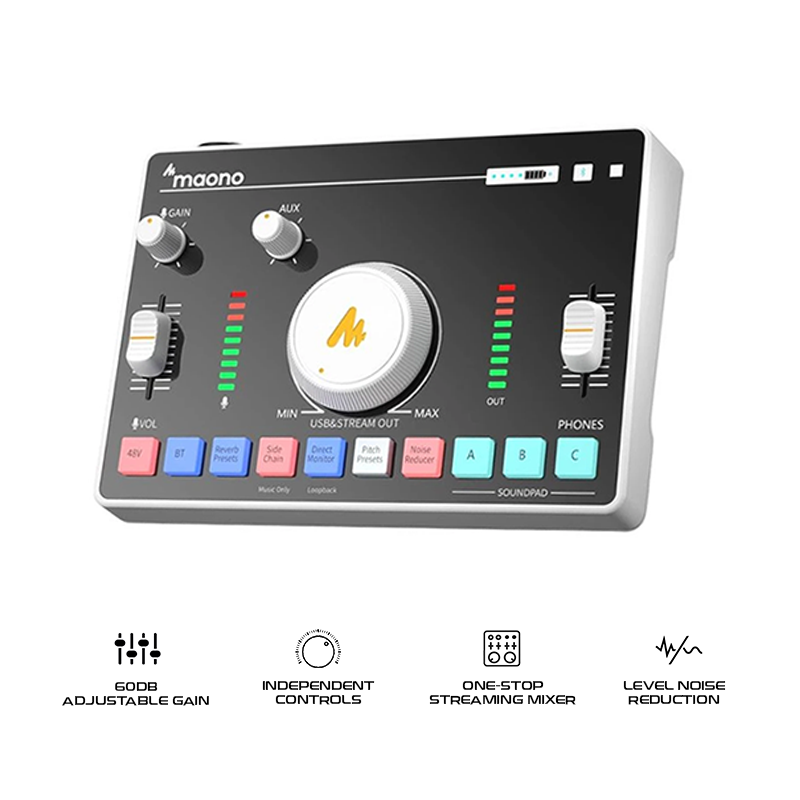Maono Caster AMC2 Neo One-Stop Streaming Audio Mixer & Sound Card