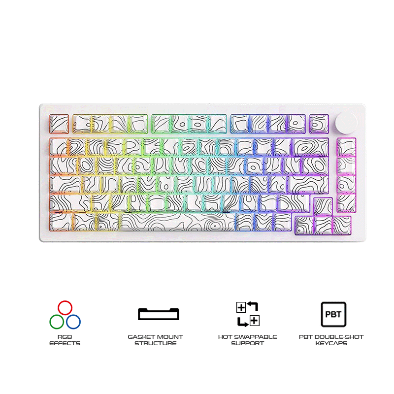 MonsGeek M1 V5 Contour Lines Aluminum Case Multi-Mode Hot-Swappable Mechanical Keyboard (Akko V3 Piano Pro Switch)