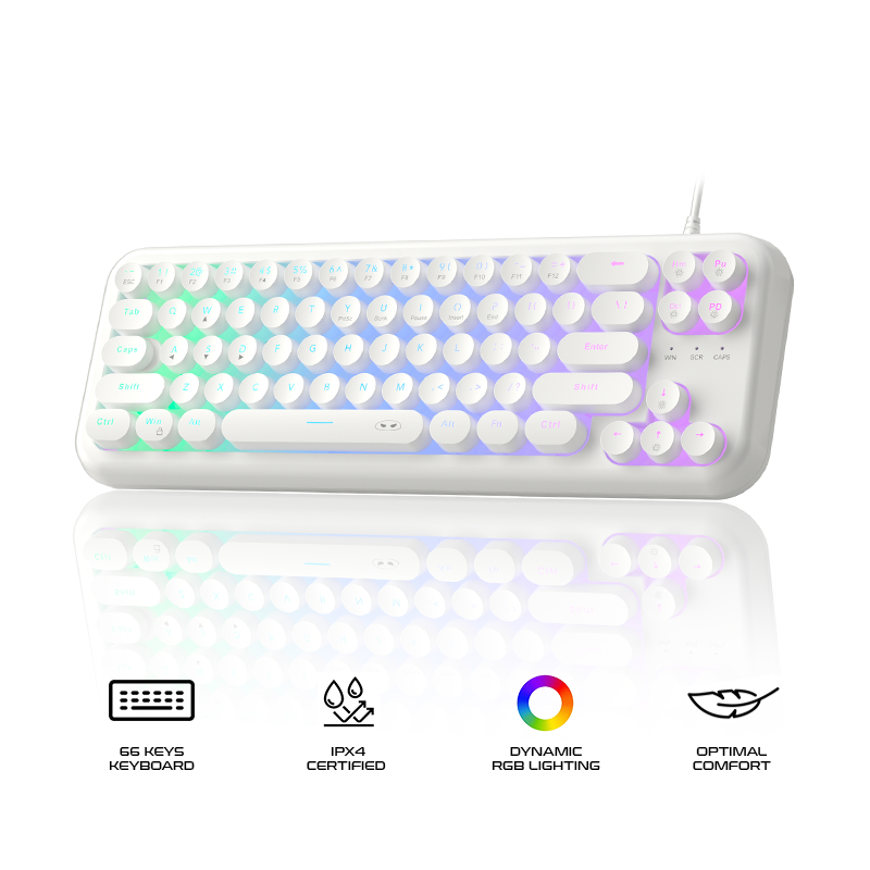 Magegee TS91 68-key 65% layout Round Keys RGB Wired Membrane Keyboard