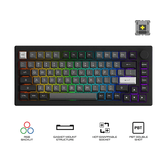 Akko Black & Silver 5075B Plus Multi-Modes Hot-Swappable Mechanical Keyboard