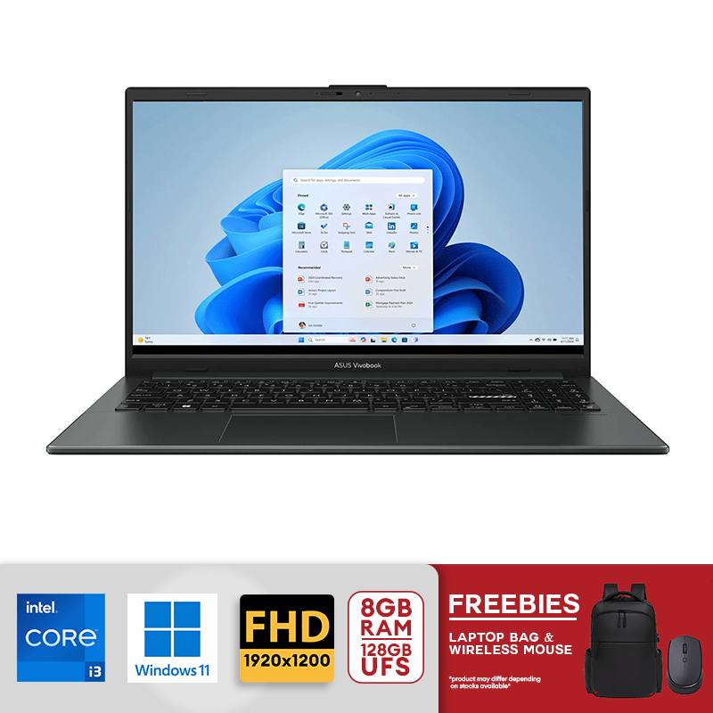 ASUS Vivobook 15.6" FHD intel i3-N305 8GB DDR4 RAM 128GB UFS Intel UHD Graphics E1504GA-WB31 Win 11 Home S Mixed Black