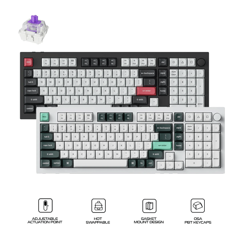 Keychron Q5 HE QMK 96% Fully Assembled Knob RGB Backlight Hot-Swappable Wireless Magnetic Switch Keyboard (Gateron Double-Rail Magnetic Nebula Switch)