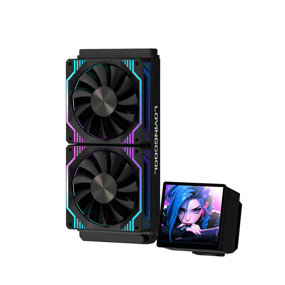 Lovingcool DP-B240-01 DP-W240-01 360mm ARGB AIO Liquid CPU Cooler with LCD Screen