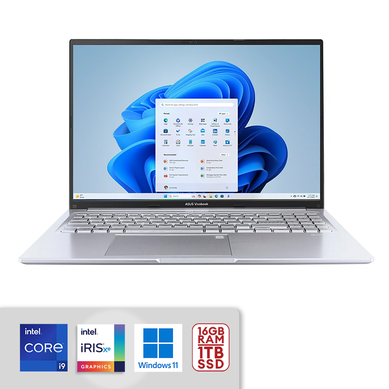 ASUS Vivobook 16" WUXGA Intel Core i9-13900H 2.6GHz 16GB RAM / 1TB SSD Intel Iris Xe Graphics Win 11 Home Cool Silver F1605VA-WS96