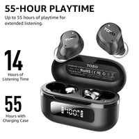 TOZO TWS Earbuds AeroSound ANC IPX6 55Hrs Playtime Bluetooth 5.3 Type C 6 Mic ENC Call Reduct Black
