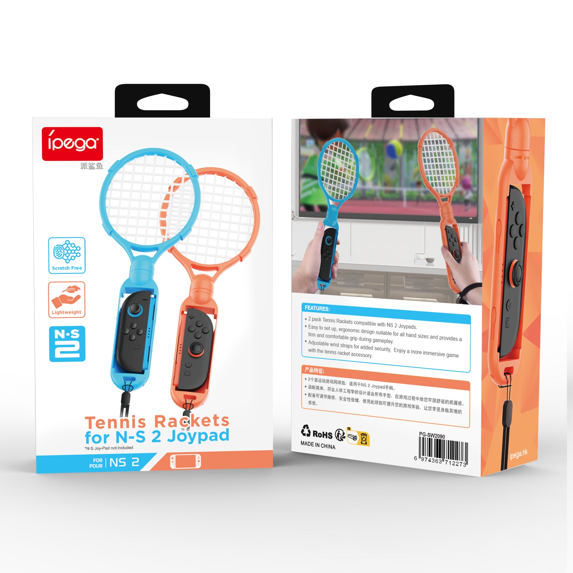 iPega 2 Tennis Rackets for Nintendo Switch 2 Joy-Cons PG-SW2090
