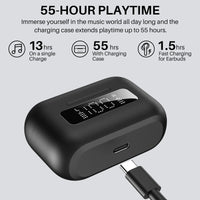 TOZO TWS Earbuds AeroSound2 45dB ANC 55hrs Total Playtime IPX6 BT 5 3 6Mic ENC Call Reduction