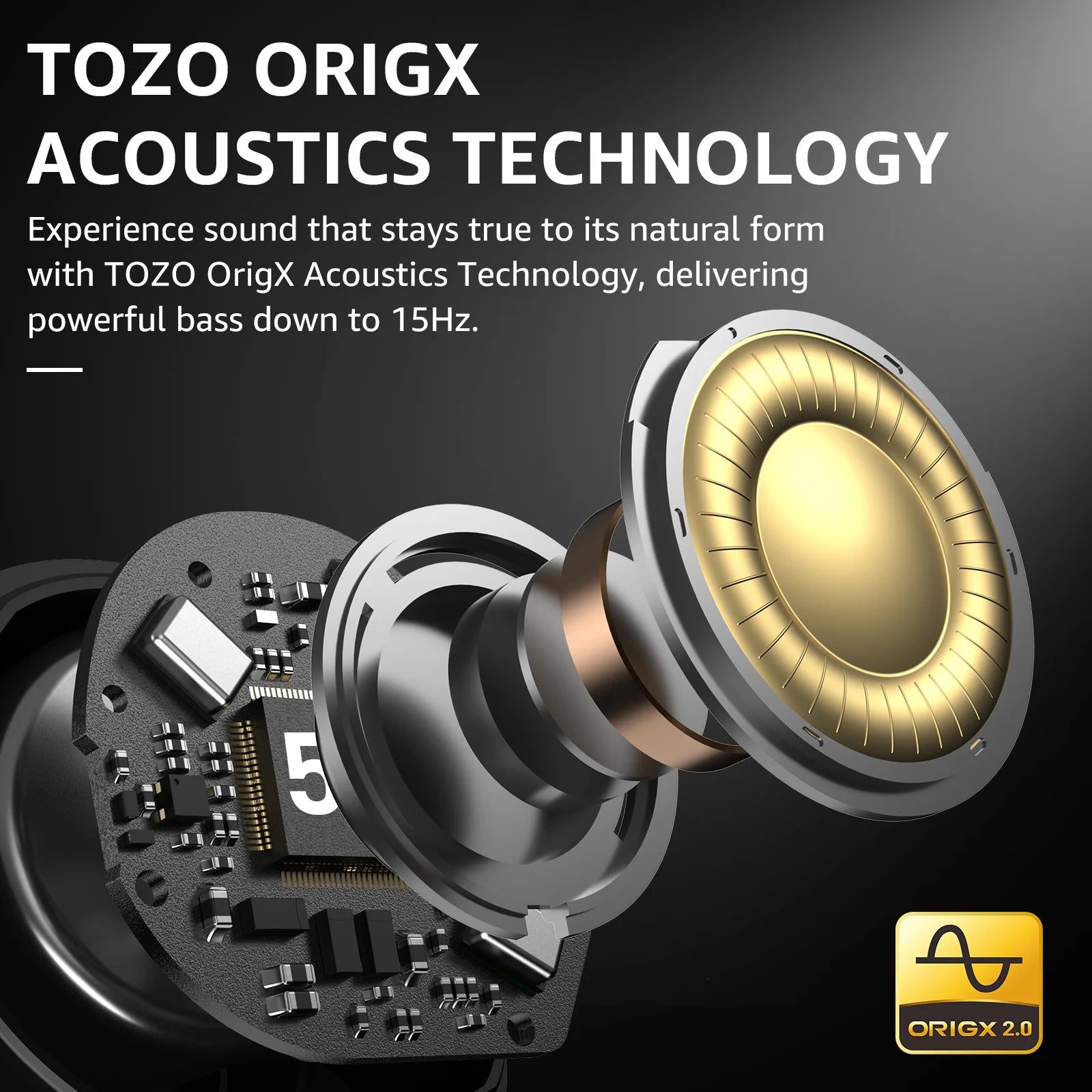 TOZO TWS Earbuds AeroSound ANC IPX6 55Hrs Playtime Bluetooth 5.3 Type C 6 Mic ENC Call Reduct Black