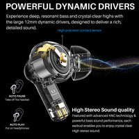 TOZO TWS Earbuds AeroSound2 45dB ANC 55hrs Total Playtime IPX6 BT 5 3 6Mic ENC Call Reduction