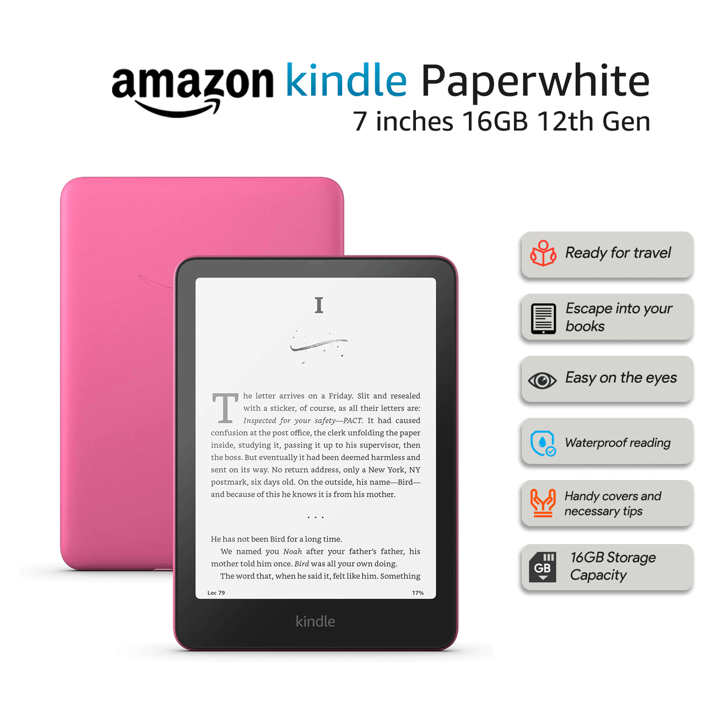 Amazon Kindle Paperwhite 16GB 12th Gen – Our fastest Kindle ever, with new 7" glare-free display and weeks of battery life 2024