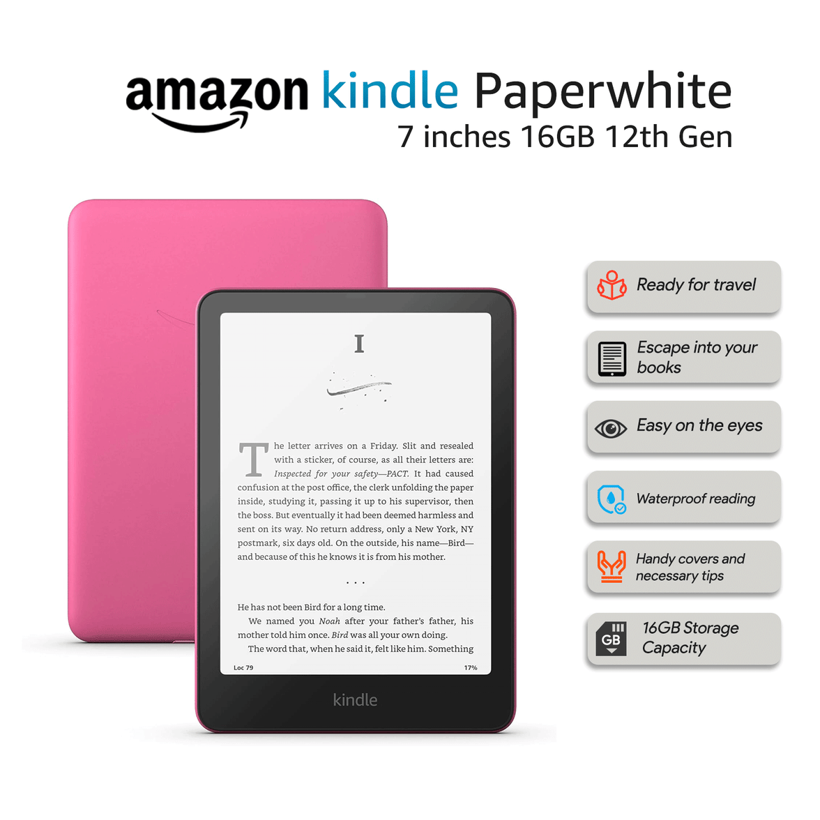 Amazon Kindle Paperwhite 16GB 12th Gen – Our fastest Kindle ever, with new 7" glare-free display and weeks of battery life 2024