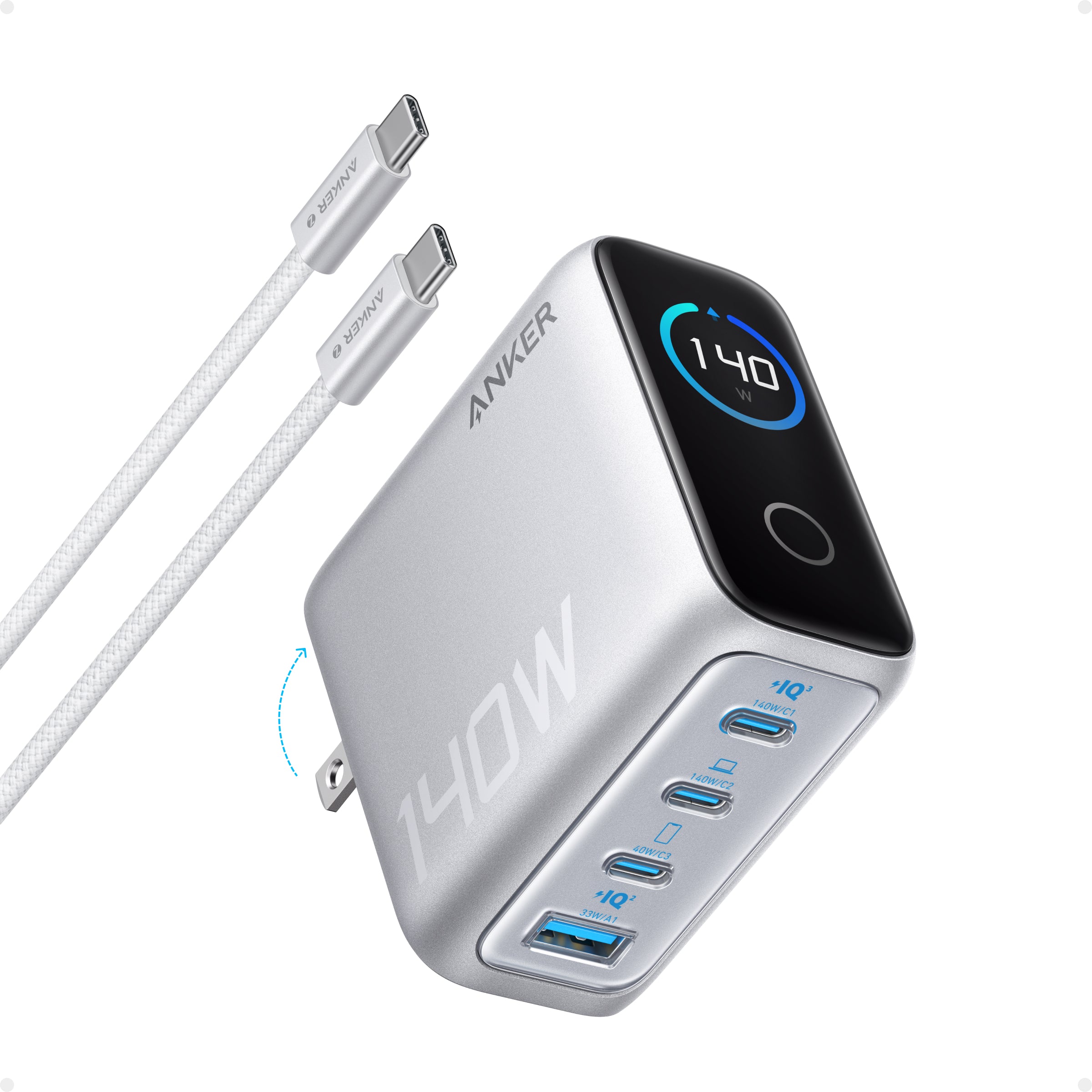 Anker Fast GaN Charger, 140W USB-C Charger, 4-Port Multi-Device Fast Charging Series B2697