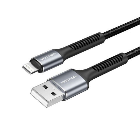 VENTION COTTON Braided USB 2.0 C Male to Lightning Male 2ACable 1M (Black) Aluminum Alloy Type [H14BF]