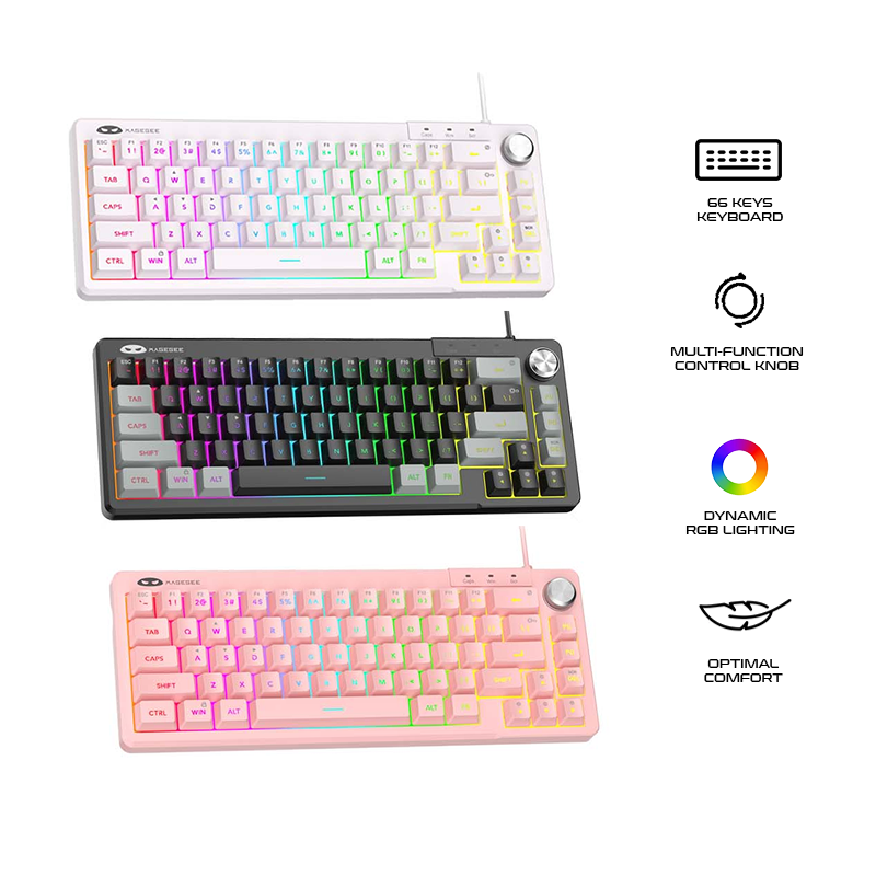Magegee TS68 66-key 65% layout Wired Membrane Keyboard - GameXtremePH