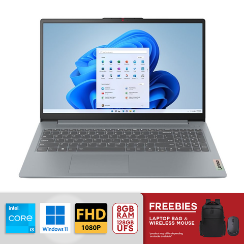 Lenovo IdeaPad Slim 3i 15.6" Full HD Intel Core i3-N305 8GB LPDDR5 RAM 128GB UFS Windows 11 Home in S Mode Arctic Grey