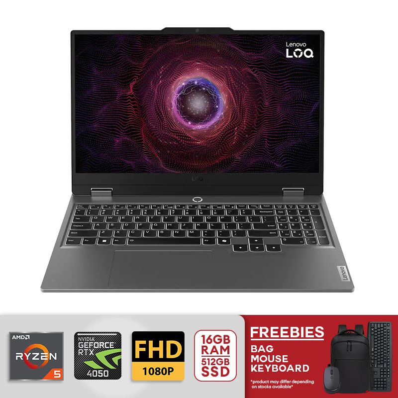 Lenovo LOQ 15.6" FHD 144Hz Gaming Laptop AMD Ryzen 5 -7235HS 16GB DDR5 / 512GB SSD PCIe 4.0 NVIDIA GeForce RTX 4050 Win 11 Luna Grey