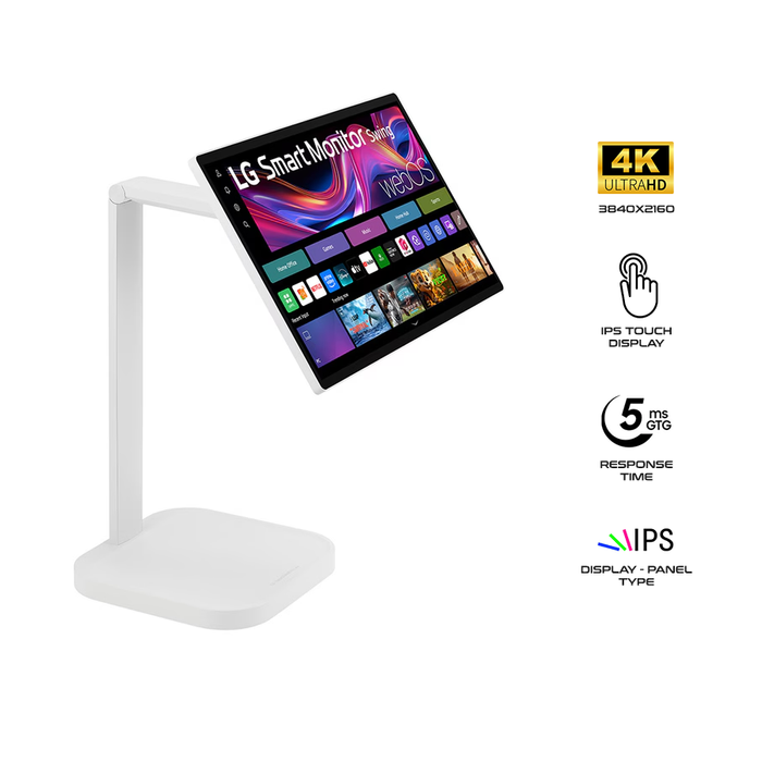 LG 32U889SA-W 31.5" 4K UHD (3840x2160) 60Hz 5ms GTG IPS Smart Monitor Swing