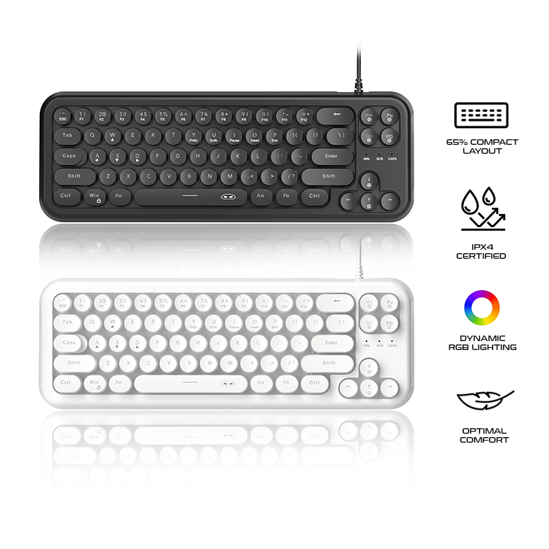 Magegee TS91 68-key 65% layout Round Keys RGB Wired Membrane Keyboard