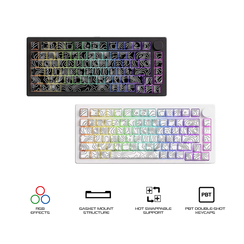 MonsGeek M1 V5 Contour Lines Aluminum Case Multi-Mode Hot-Swappable Mechanical Keyboard (Akko V3 Piano Pro Switch)