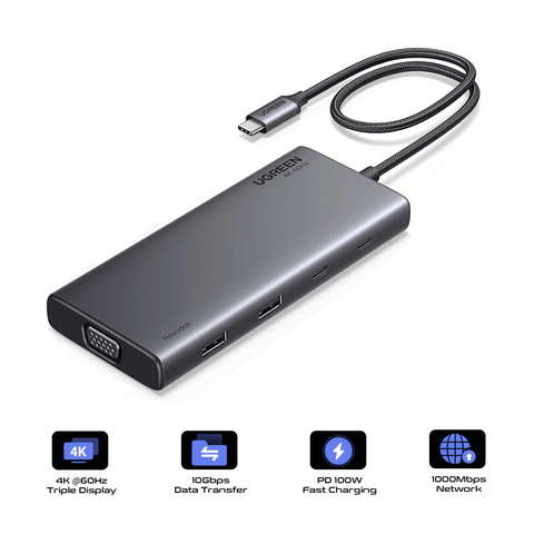 UGREEN USB-C 8-In-1 Multifunctional Adapter HUB (Gray) [CM639/35588]