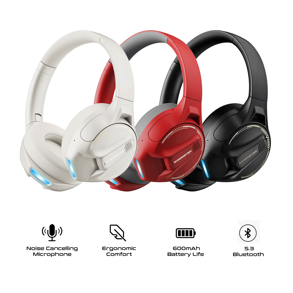 Monster XKH03 Wireless Gaming Headset With Mic Hi-Fi Sound Deep Bass