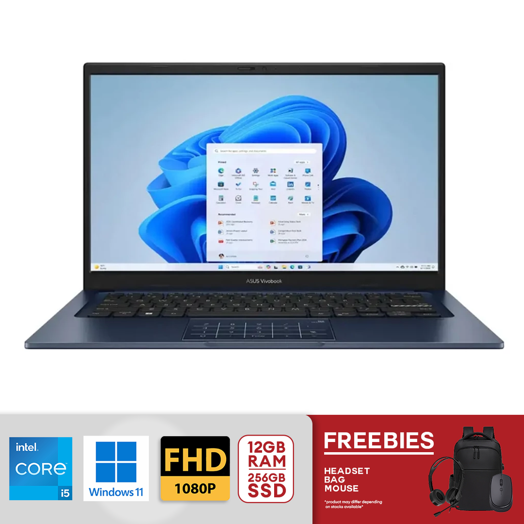 ASUS Vivobook Laptop 14" FHD Intel Core i5-1334U 12GB RAM 256GB SSD PCIe 4.0 Intel UHD Graphics Win 11 - Quiet Blue