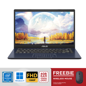 ASUS Vivobook Go 14" FHD Intel Celeron N4500 4GB RAM DDR4 128GB eMMC Win 11 Star Black