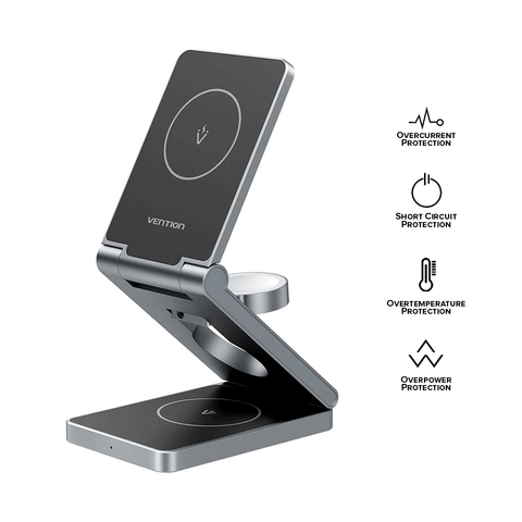 VENTION 3in1 15W Wireless Charger Stand with Magsafe (Gray) [FGFH0]