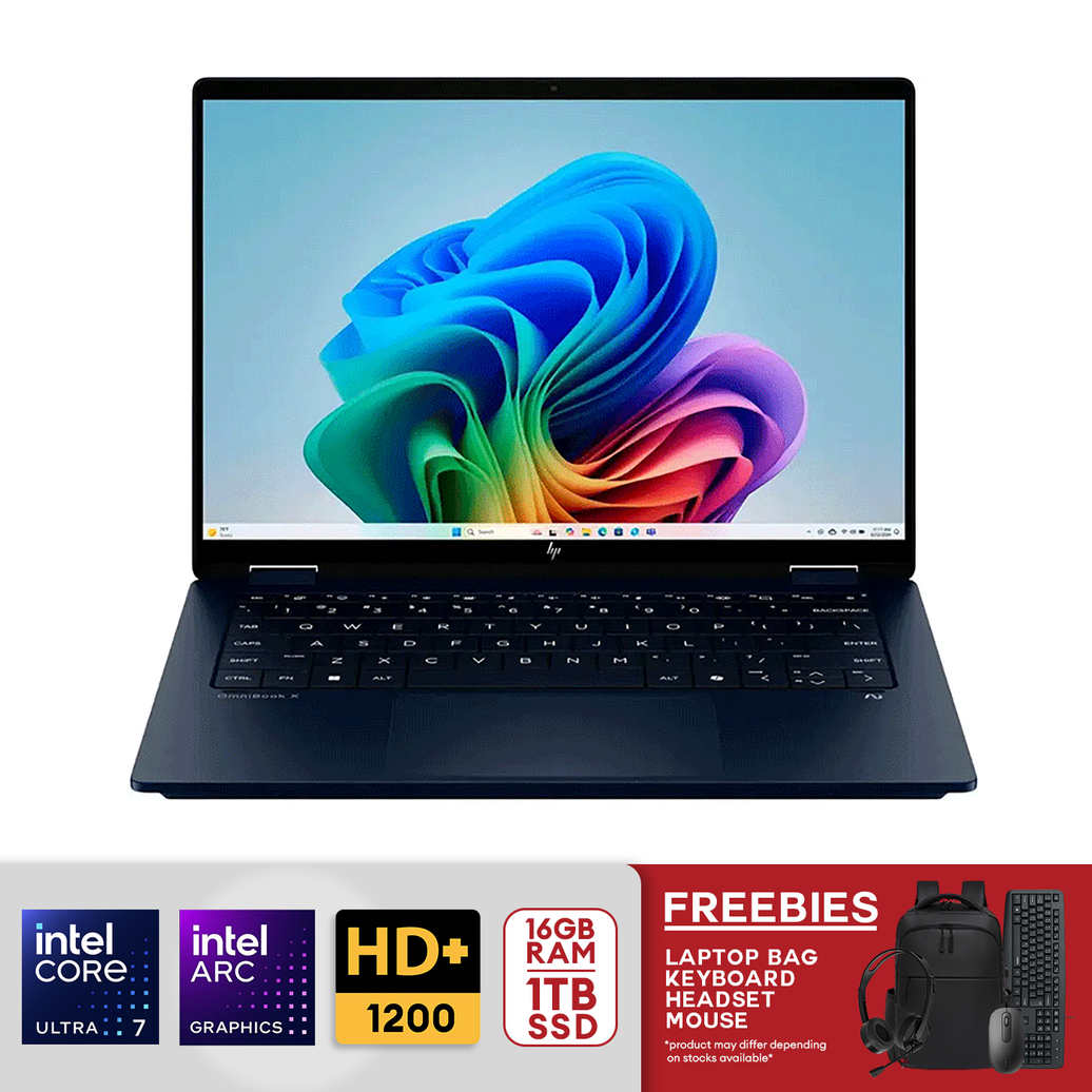 HP OmniBook X Flip 14" 2K Touch-Screen 2-in-1 Copilot+ PC Intel Core Ultra 7-256V 16GB LPDDR5 1TB SSD PCIe 4.0 Intel Arc Graphics Atmospheric Blue