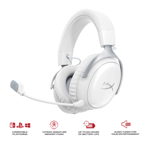 HyperX Cloud III S Wireless Gaming Headset for PC/PS5/PS4/N-Switch/Mobile White (AX6G1AA)