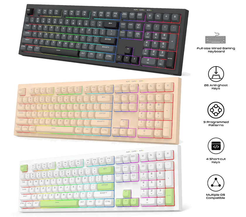 Redragon (K518-RGB-C) CRUX 108 Key Wired RGB Membrane Gaming Keyboard