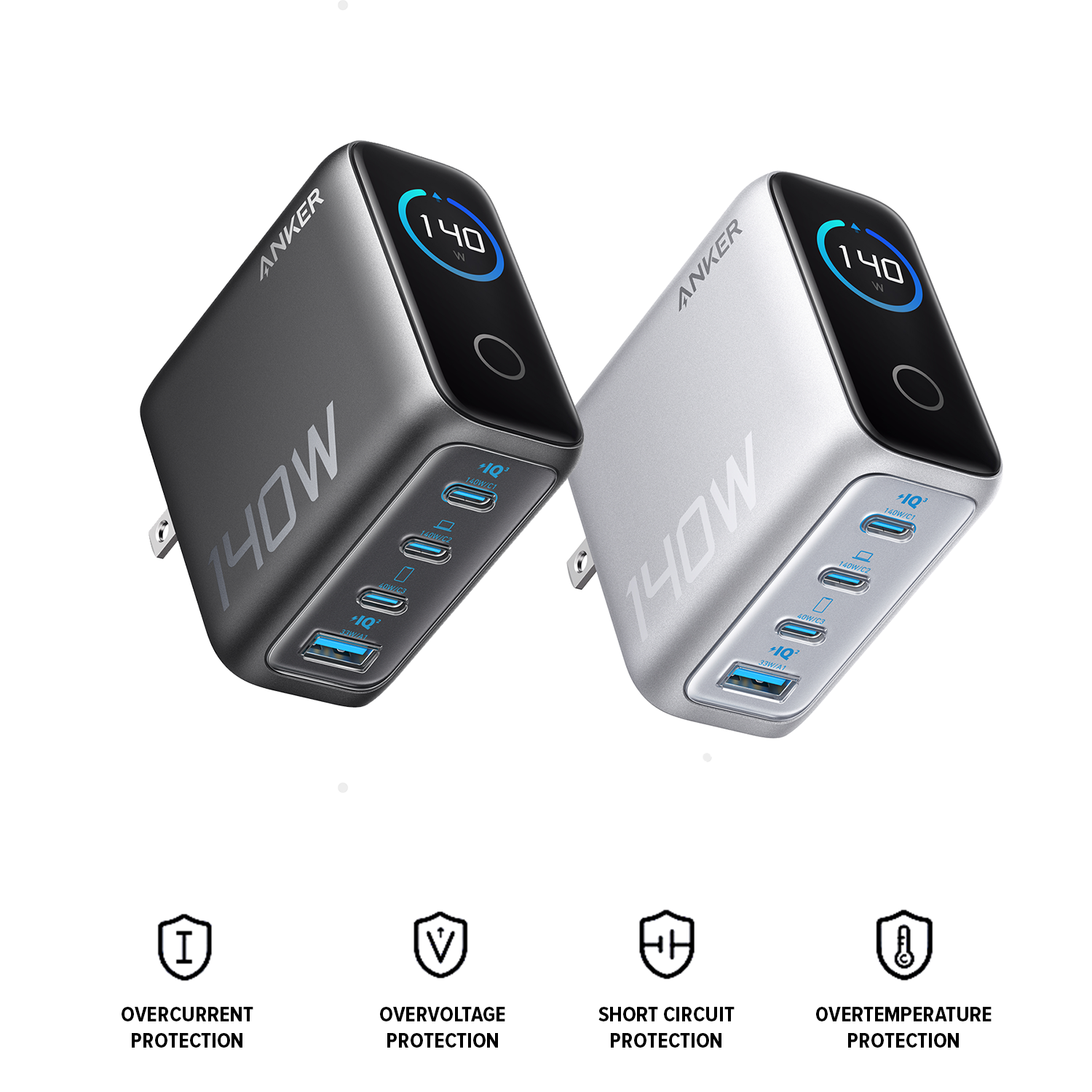 Anker Fast GaN Charger, 140W USB-C Charger, 4-Port Multi-Device Fast Charging Series B2697