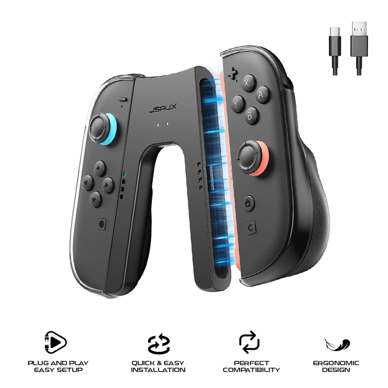JSAUX JoyVerse Dual Grip for Nintendo Switch 2 Joy-Con (Black) GP0401