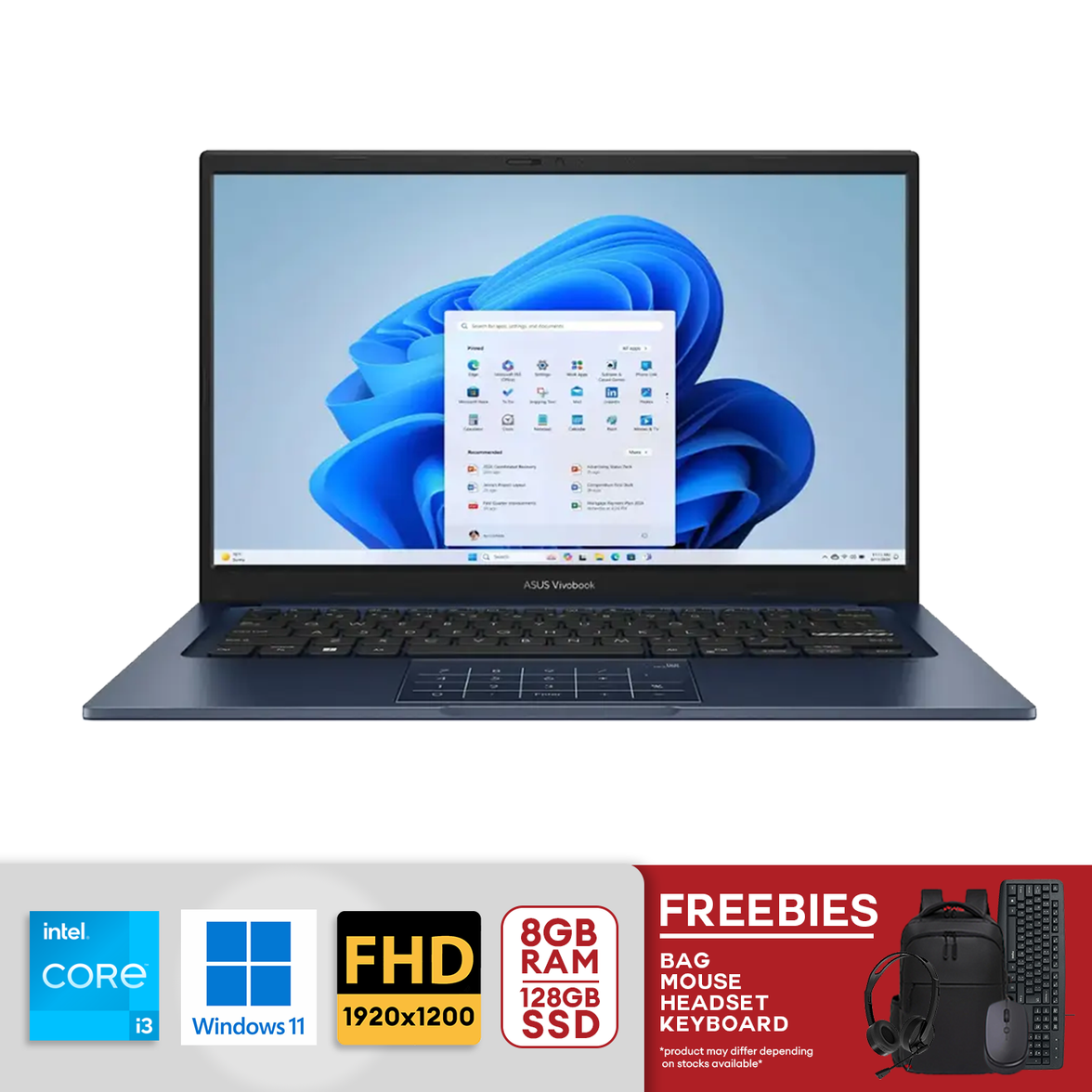ASUS Vivobook 14" Full HD Intel Core i3-1315U 8GB RAM / 128GB SSD, Win 11 Home Quiet Blue