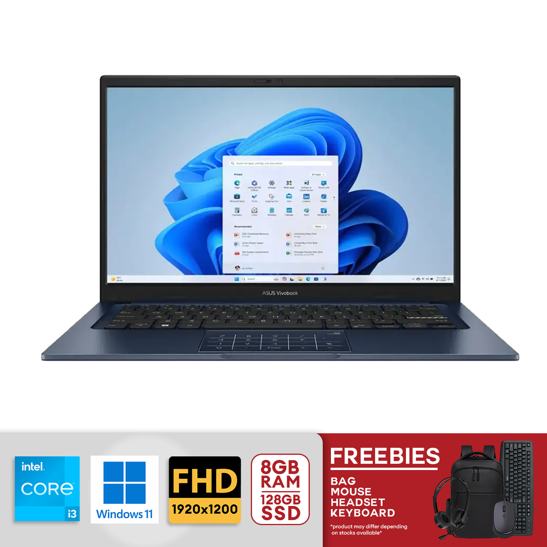 ASUS Vivobook 14" Full HD Intel Core i3-1315U 8GB RAM / 128GB SSD, Win 11 Home Quiet Blue