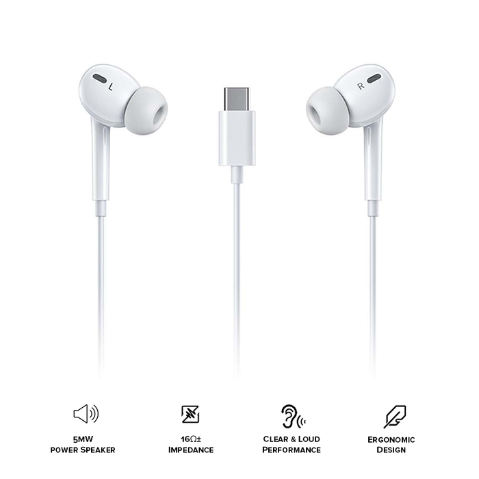 Wekome Wired Earphone Type-C White - YA17