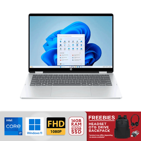 HP OmniBook 5 Flip 2-in-1 14" 2K Touch-Screen Intel Core 7-150U 16GB LPDDR5 512GB SSD PCIe 4.0 Intel Graphics Win 11 Glacier Silver