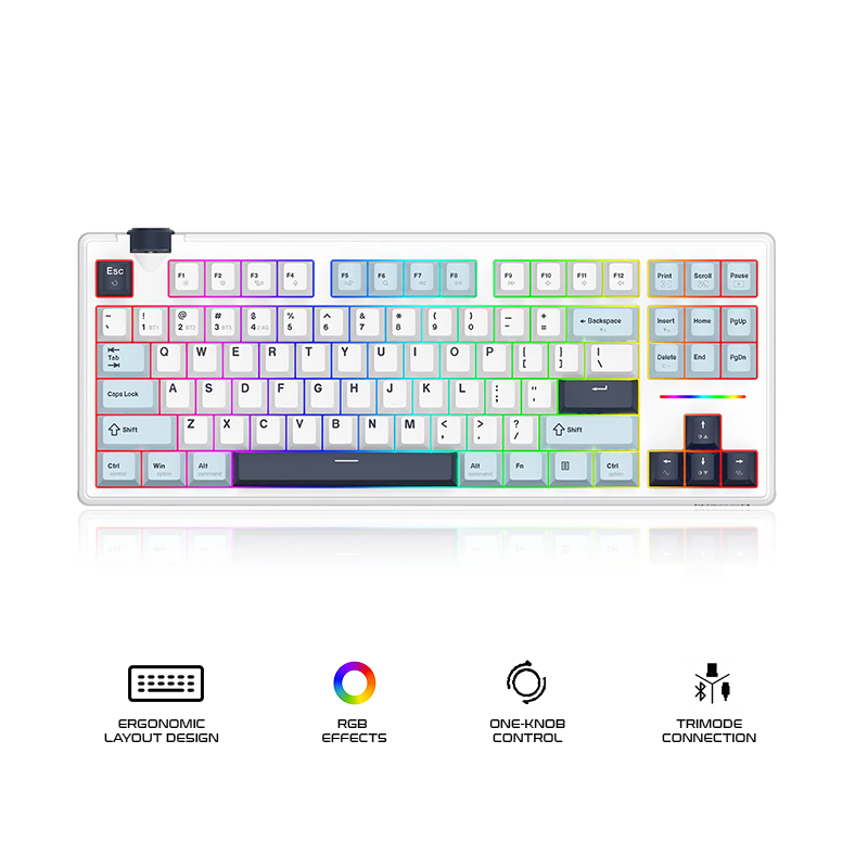 Redragon Cyclone Pro Wireless Gaming Keyboard White (K716WBL-RGB-PRO)
