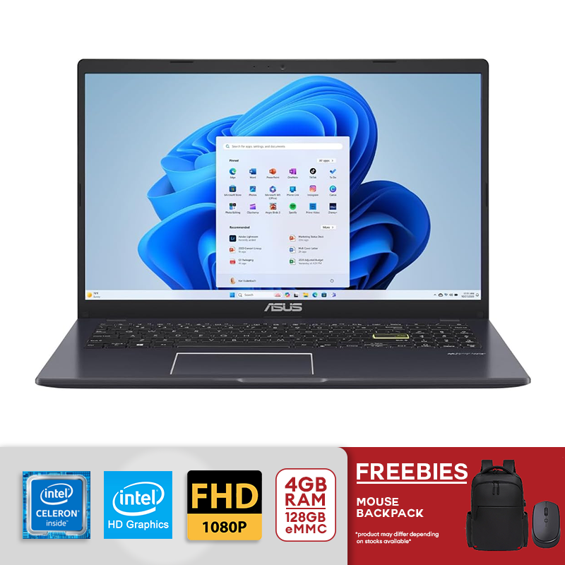 ASUS Vivobook 15.6” FHD Celeron N4500 4GB RAM 128GB eMMC Win11 Star Black L510KA-ES04