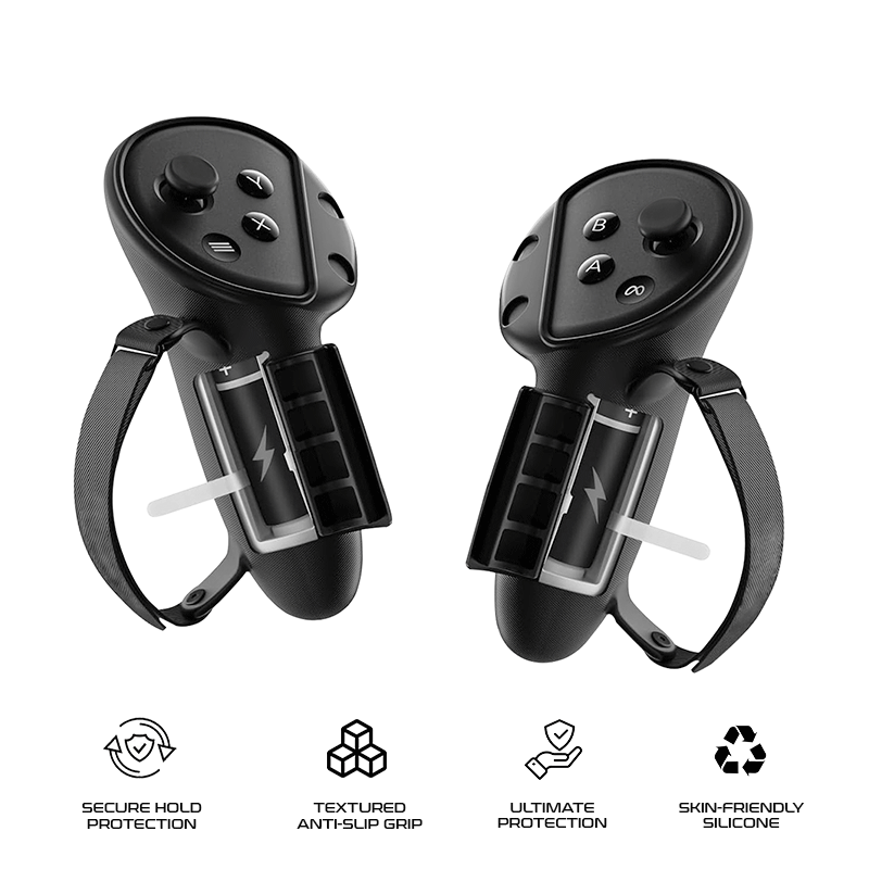 Transnovo VR Controller Grips for Meta Quest 3/3S RP3-B (Black/Grey)
