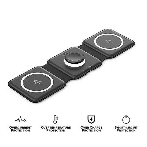 VENTION 3in1 15W Wireless Charging Pad with Magsafe and LED Night Light (Black) [FGGB0]