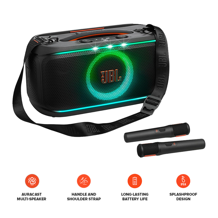 JBL PartyBox On-the-Go 2 bluetooth Speaker with Wireless Mic