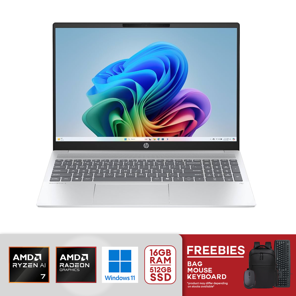 HP OmniBook 5 16" 2K IPS AMD Ryzen AI 7 350 16GB RAM LPDDR5X / 512GB SSD PCIe Gen4 AMD Radeon 860M Graphics Windows 11 Home Glacier Silver 16-ag1070wm