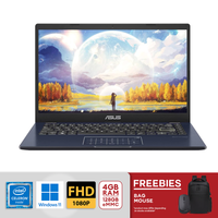 ASUS Vivobook Go 14" FHD Intel Celeron N4500 4GB RAM DDR4 128GB eMMC Win 11 Star Black