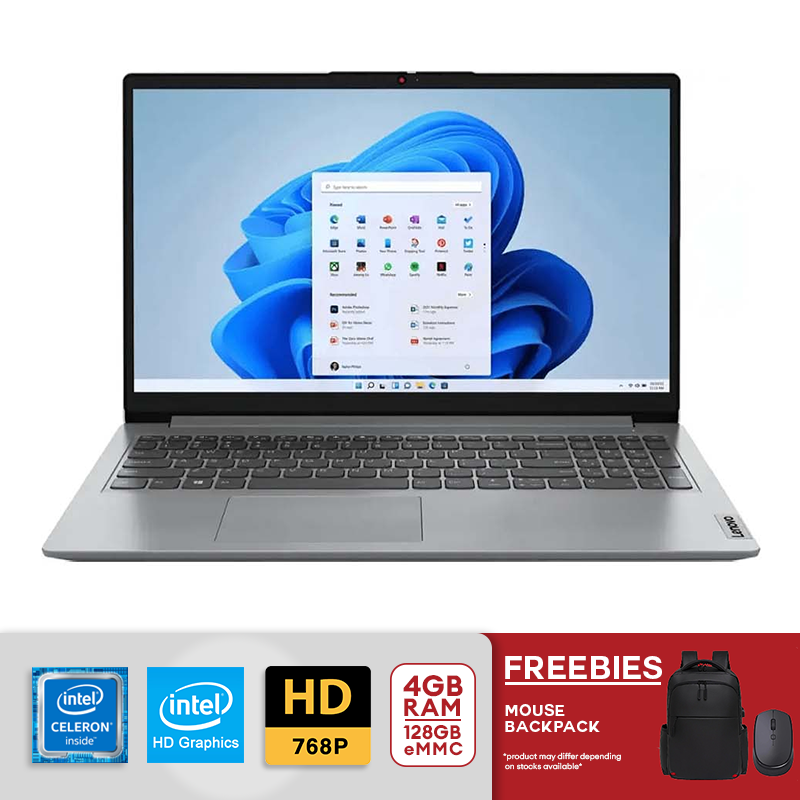 Lenovo Ideapad 1 15.6" HD Intel Celeron N4500 4GB RAM 128GB eMMC Win11 Cloud Grey