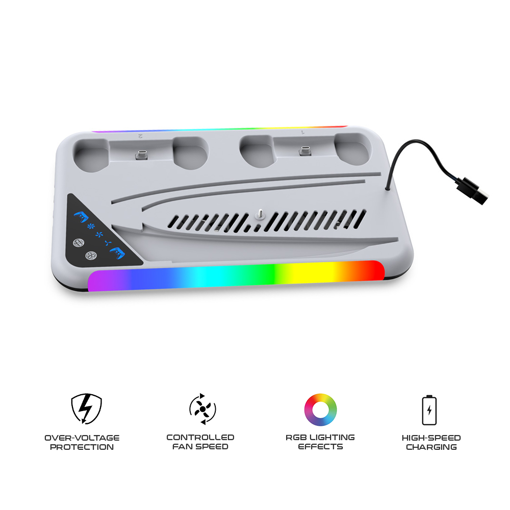 Hozkaii Multifunctional RGB Stand for PS5 Slim/Pro (Black/White) HP5-5001