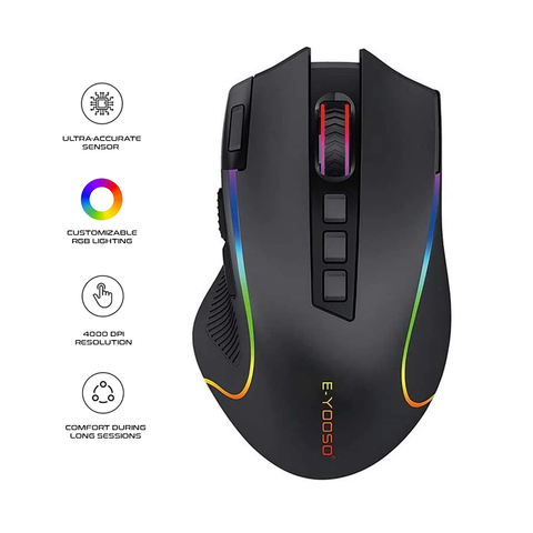 E-Yooso X-11 Pro RGB Tri-Mode Gaming Mouse (Black)